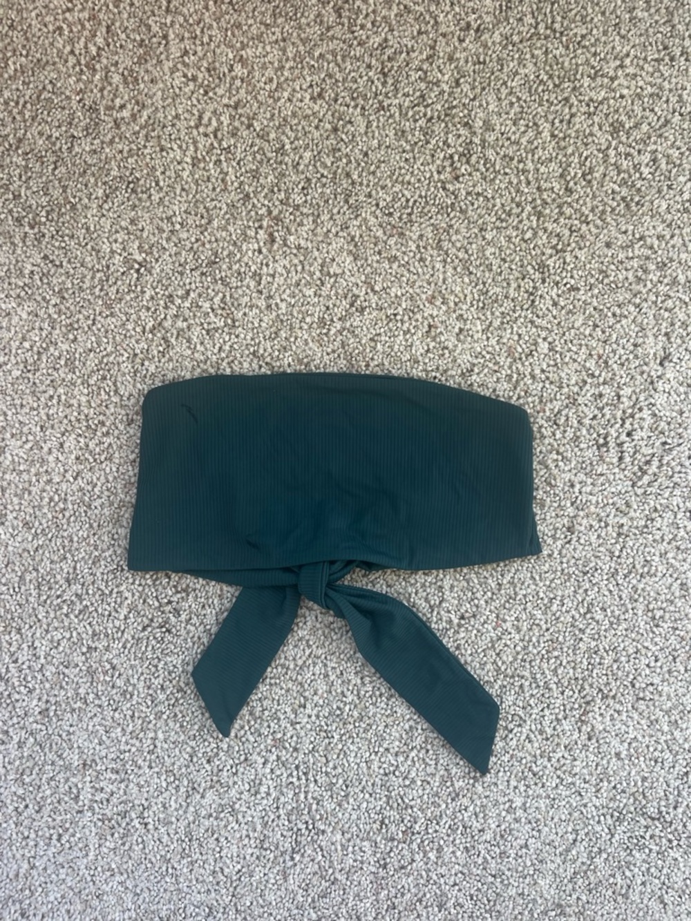 Ribbed Bandeau Bikini Top with Back Tie